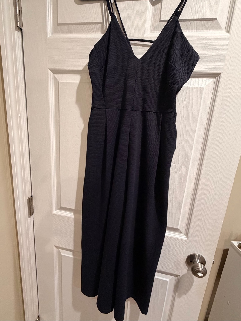 Zara V-Neck Navy Blue Jumpsuit Spaghetti Straps.